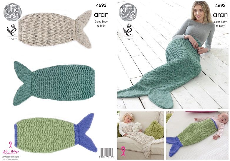 Childs or Adults Mermaid Knitted Comfort Blanket