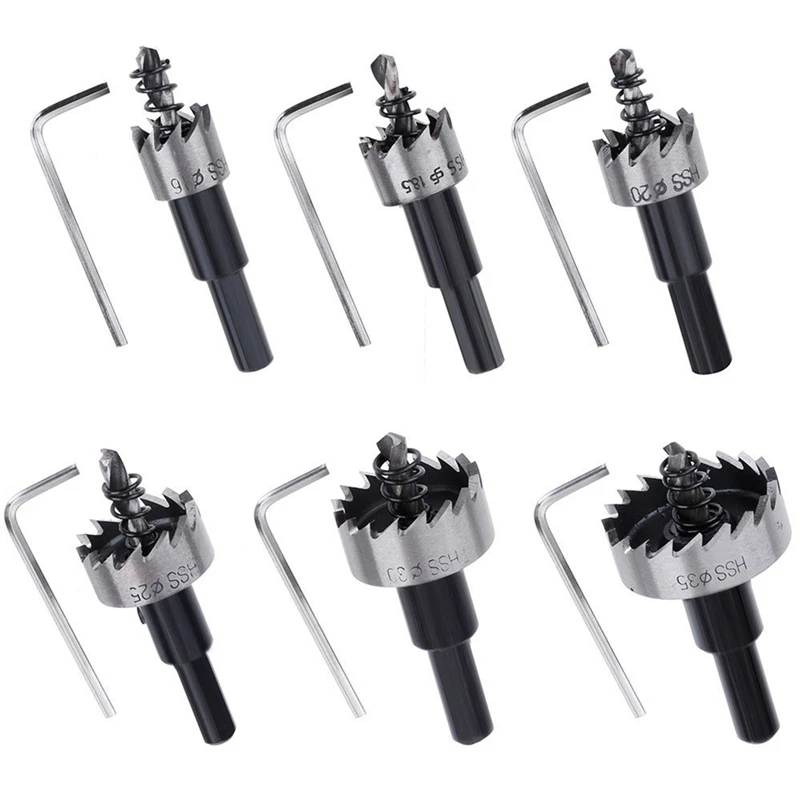 6PCS Hole Saw Tooth HSS Steel Drill Bit Cutter Tool Kit for Metal Wood Alloy US