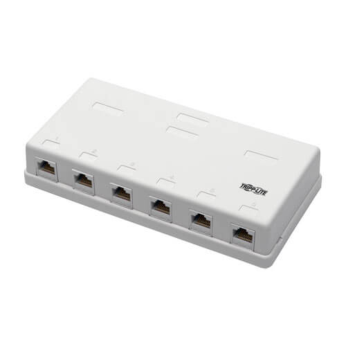 Box Only 6 Port Cat6 Cat5 RJ45  Surface Mount Box White