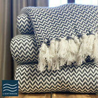 Contemporary Como Chevron 100/% Cotton Tassel Sofa Bed Chair Blanket Throw Over