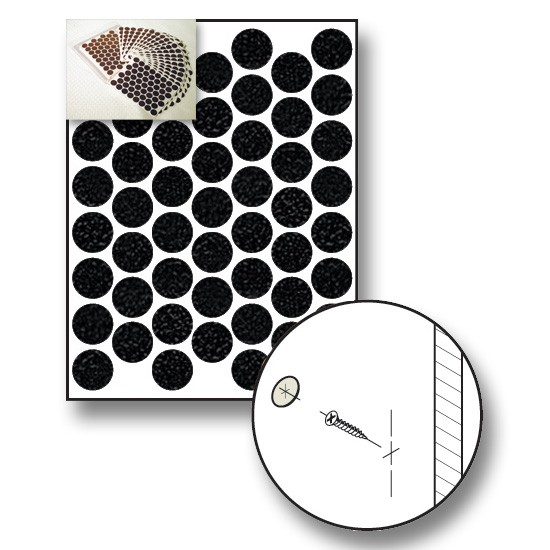 9//16/" Self Adhesive Screw Cap Covers FastCaps Black 1 sheet 52 caps